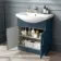 Capri Navy Blue Vanity with Semi Recessed Basin 750mm - Traditional Handles