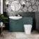 Capri Mystic Green Combination Vanity Basin and Houston Toilet 1350mm - Chrome Handles