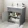 Milos Fog Grey Combination Vanity Basin and Denver Toilet 1300mm - Chrome Handles