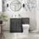 Milos Slate Grey Combination Vanity Basin and Houston Toilet 1100mm - Chrome Handles