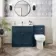 Milos Navy Blue Combination Vanity Basin and Denver Toilet 1300mm - Chrome Handles