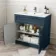Milos Navy Blue Combination Vanity Basin and Houston Toilet 1300mm - Chrome Handles