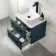 Omaha Navy Blue Wall Hung Drawer Vanity with Marble Top & Marin Basin 600mm - Black Accents