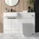 Sicily Fluted Coastal White Basin Vanity and Back To Wall Toilet Unit 1200mm (Excludes Toilet) - Black Accents - Left Handed