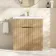 Havana Fluted Country Oak Basin Vanity 800mm - Brushed Brass Accents