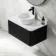 Sorrento Fluted Matt Black Wall Hung Drawer Vanity with Marble Top & Nevis Basin 800mm