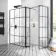 Munich Matt Black Grid 8mm Walk In Shower Enclosure 1400mm & 700mm Glass with Pivotal Return Panel