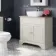Lucia Chalk White Vanity With Oak Effect Top & Curved Counter Top Basin 840mm