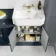 Monaco Inky Blue Combination Vanity Traditional Basin and Hudson Toilet with Wooden Seat 1500mm - Brushed Brass Accents