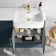 Harper Navy Blue Combination Vanity Basin and Tucson Toilet 1200mm - Brushed Brass Accents - Right Handed