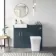 Harper Navy Blue Combination Vanity Basin & Houston Toilet 1000mm - Brushed Brass Accents