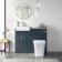 Harper Navy Blue Combination Vanity Basin with Marble Top & Houston Toilet 1000mm - Brushed Brass Accents