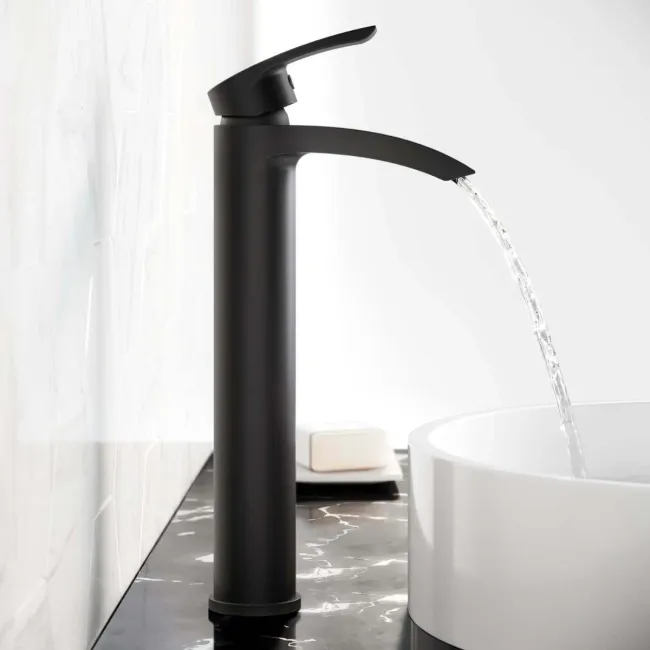 Severn Matt Black High Rise Basin Mixer Tap
