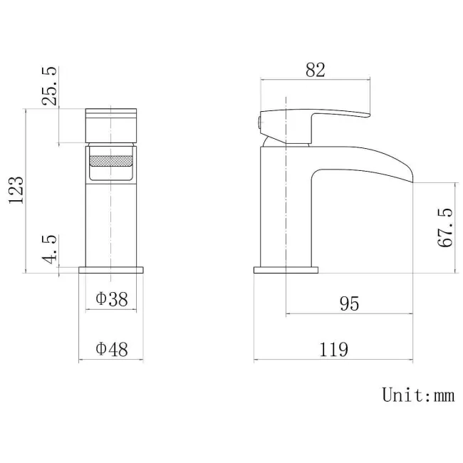 Eden Matt Black Waterfall Cloakroom Basin Mixer Tap