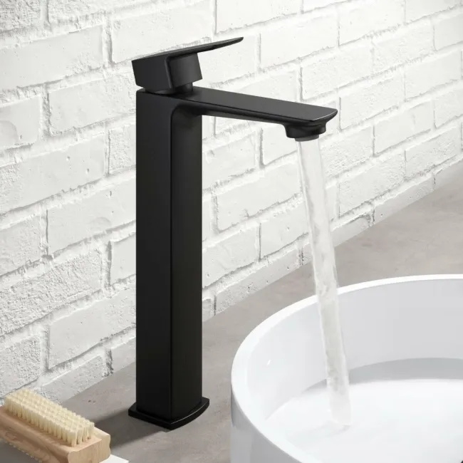 Mersey Matt Black High Rise Basin Mixer Tap