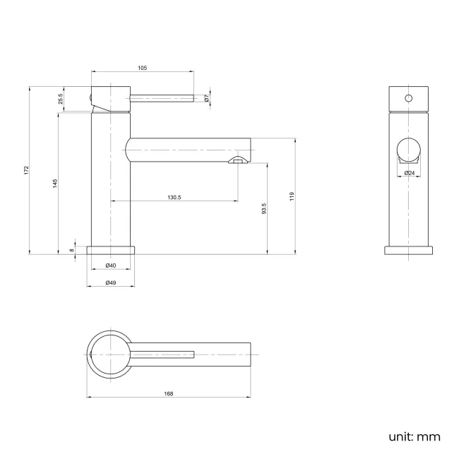 Don Brushed Stainless Steel Basin Mixer Tap