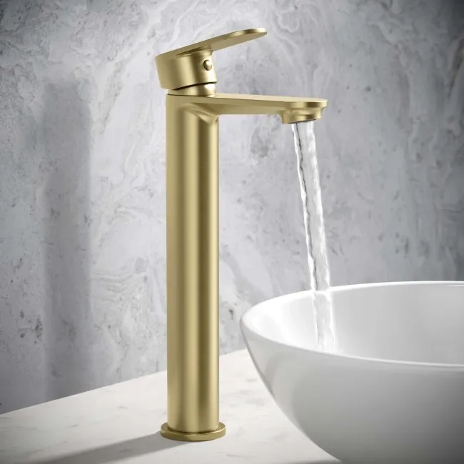 Avill Brushed Brass High Rise Basin Mixer Tap