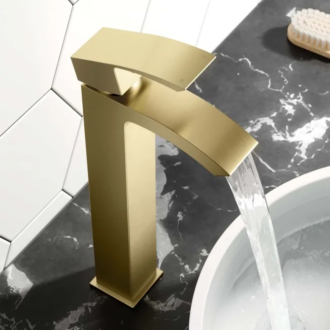 Brora Brushed Brass High Rise Basin Mixer Tap
