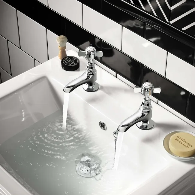 Nairn Traditional Chrome Hot & Cold Basin Taps