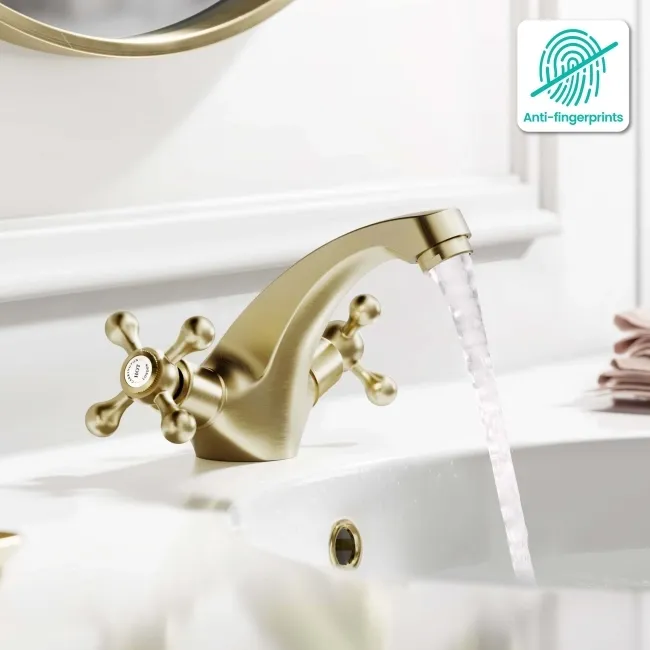 Bray Traditional Brushed Brass Basin Mixer Tap