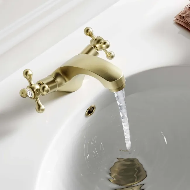 Bray Traditional Brushed Brass Basin Mixer Tap