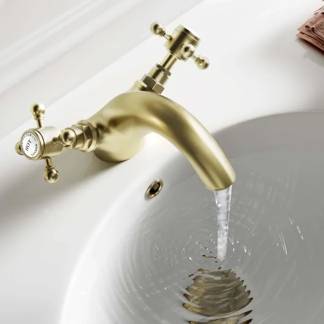 Tweed Traditional Brushed Brass Basin Mixer Tap