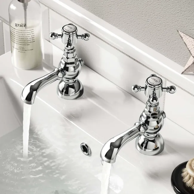 Tweed Traditional Chrome Hot & Cold Basin Taps