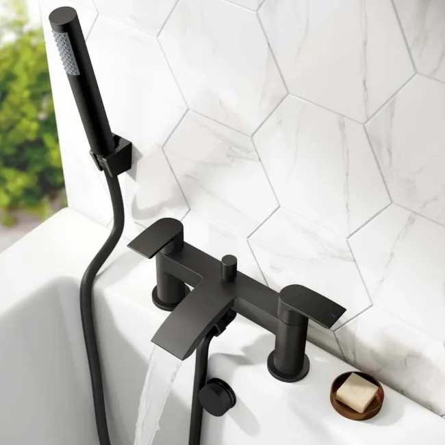Severn Matt Black Bath Filler & Handheld Shower