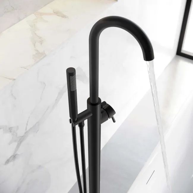 Trent Matt Black Freestanding Bath Shower Mixer Tap