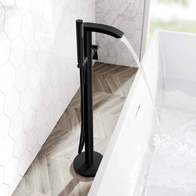 Severn Matt Black Freestanding Bath Shower Mixer Tap