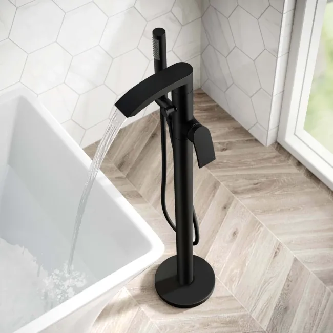 Severn Matt Black Freestanding Bath Shower Mixer Tap