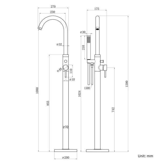 Trent Brushed Brass Freestanding Bath Shower Mixer Tap