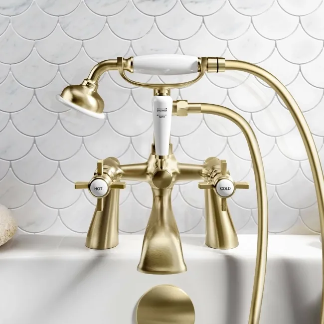 Nene Traditional Brushed Brass Bath Shower Mixer Tap