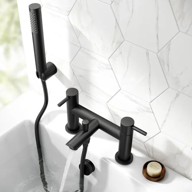 Wye Matt Black Bath Filler & Handheld Shower