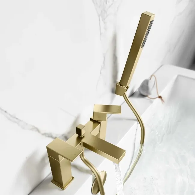 Tamar Brushed Brass Bath Filler & Handheld Shower