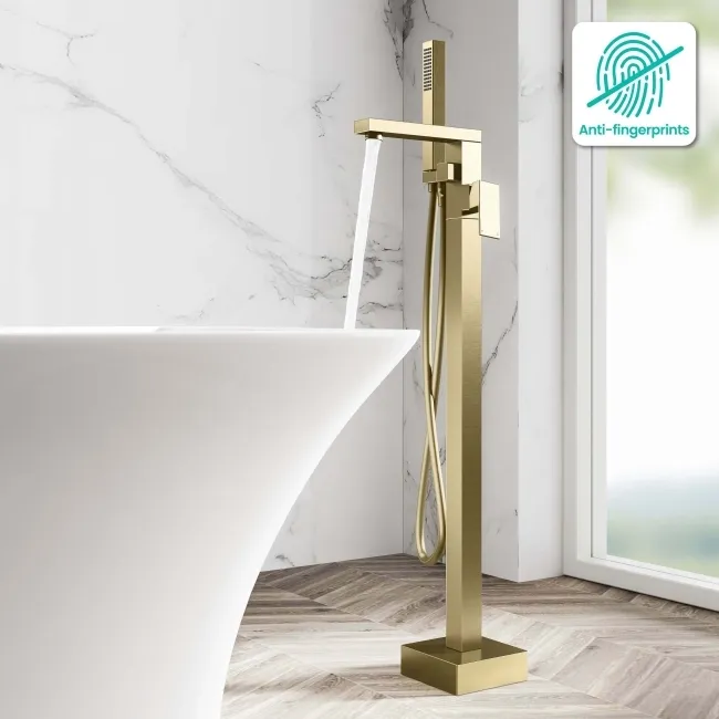 Tamar Brushed Brass Freestanding Bath Shower Mixer Tap