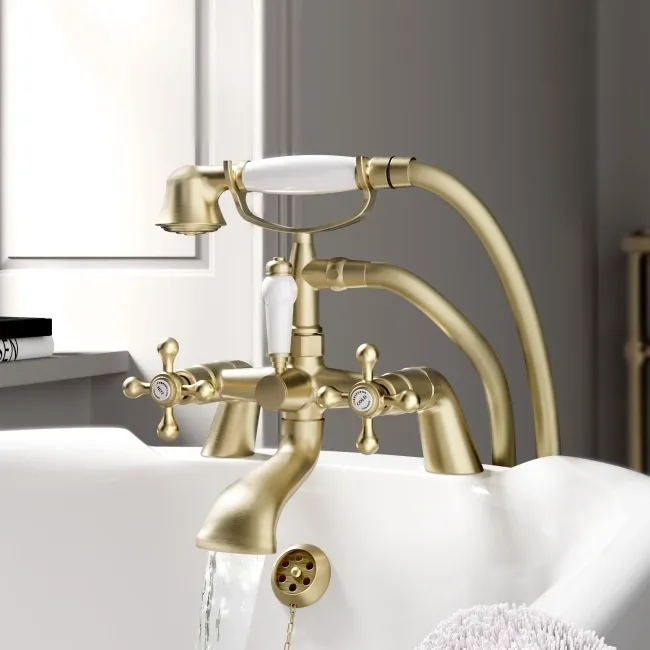 Bray Traditional Brushed Brass Bath Shower Mixer Tap