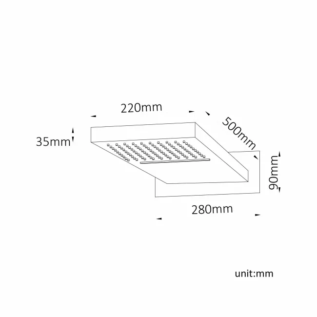 Premium Matt Black Square Waterfall Stainless Steel Shower Head