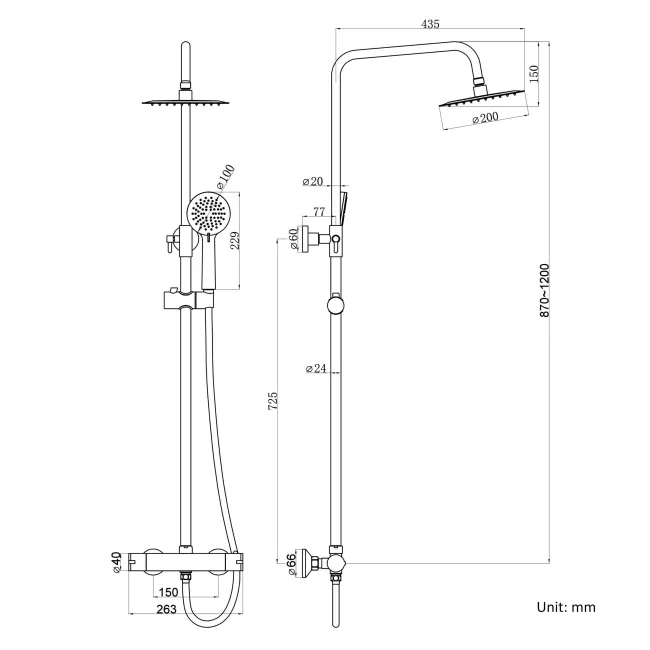 Ballina Premium Brushed Brass Round Thermostatic Shower