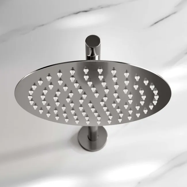 Ballina Premium Gunmetal Grey Round Thermostatic Shower Set - 200mm Head & Hand Shower