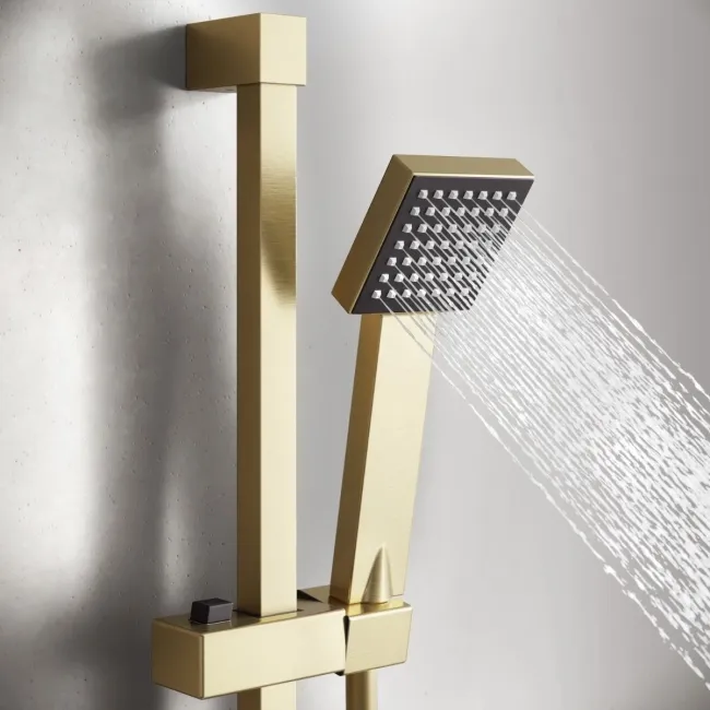 Cork Brushed Brass Square Thermostatic Bar Shower Set