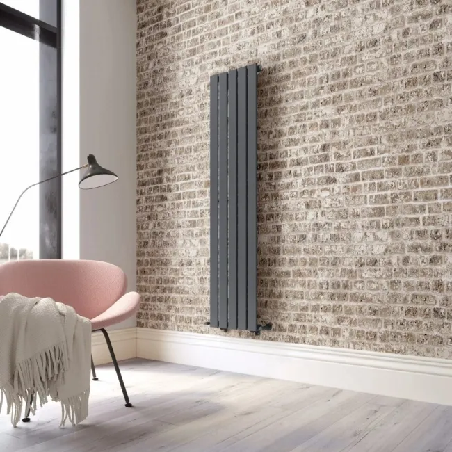 Faro Anthracite Single Flat Panel Vertical Radiator 1600x350mm