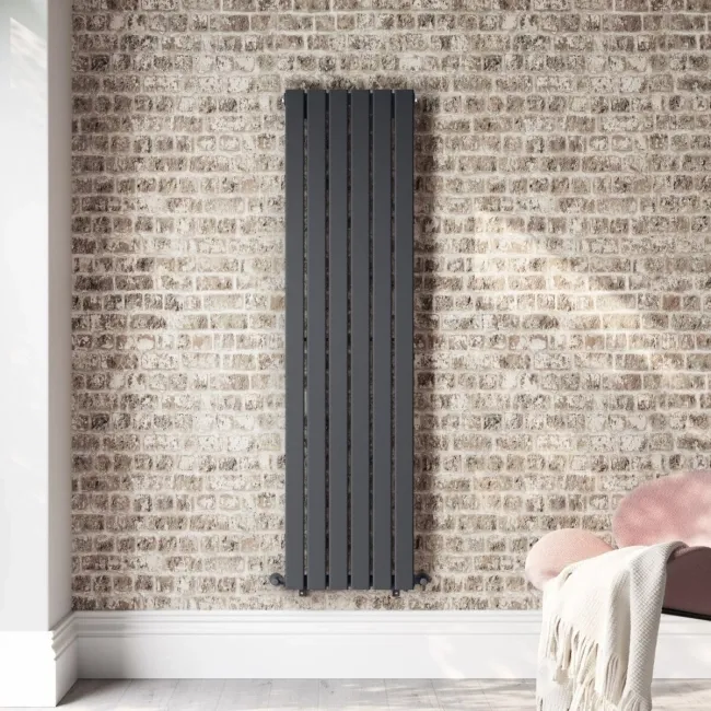 Faro Anthracite Single Flat Panel Vertical Radiator 1600x420mm