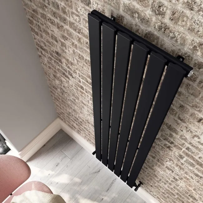 Faro Matt Black Single Flat Panel Vertical Radiator 1600x420mm