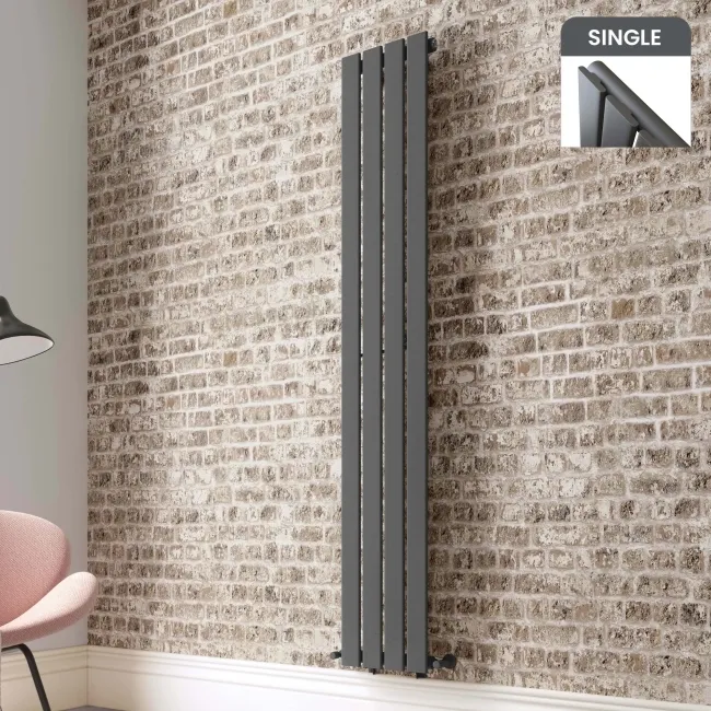 Faro Anthracite Single Flat Panel Vertical Radiator 1800x280mm