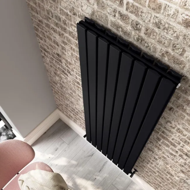 Faro Matt Black Double Flat Panel Vertical Radiator 1800x560mm