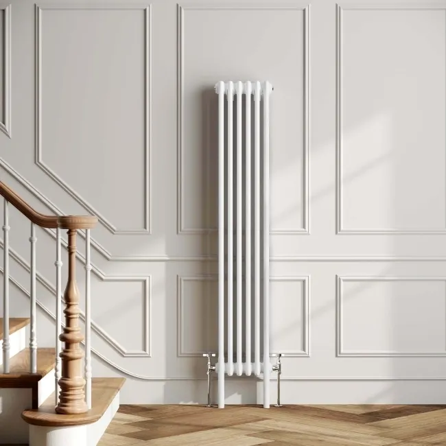 Athens White Triple Column Vertical Traditional Radiator 1500x290mm