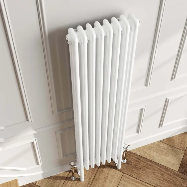 Athens White Triple Column Vertical Traditional Radiator 1500x380mm