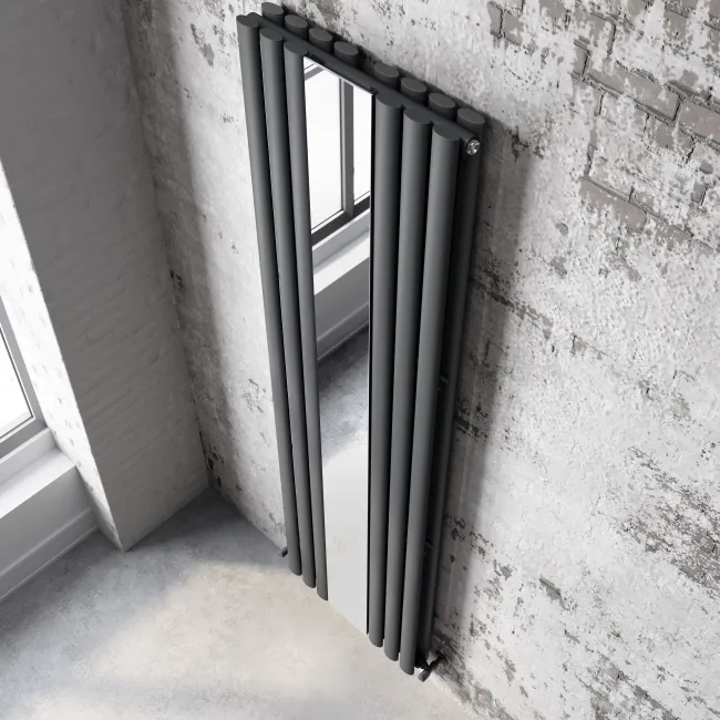 Marseille Anthracite Double Vertical Mirror Radiator 1800x500mm