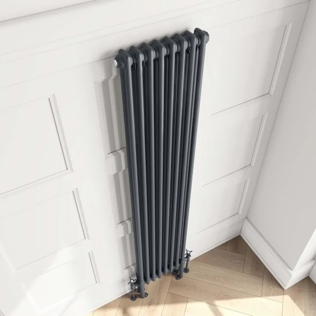 Athens Anthracite Double Column Vertical Traditional Radiator 1800x380mm